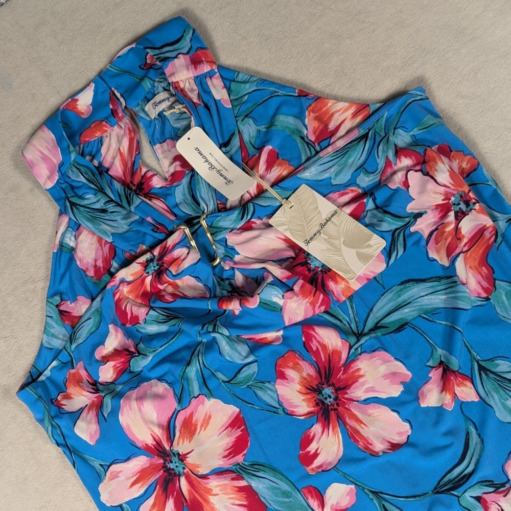 NEW Tommy Bahama Carmela St Barths Blossom Maxi Dress Blue Floral XL SW622042